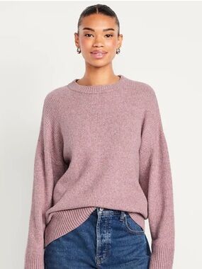 Old Navy Women's Ribbed Crewneck Sweater in Dusty Rose